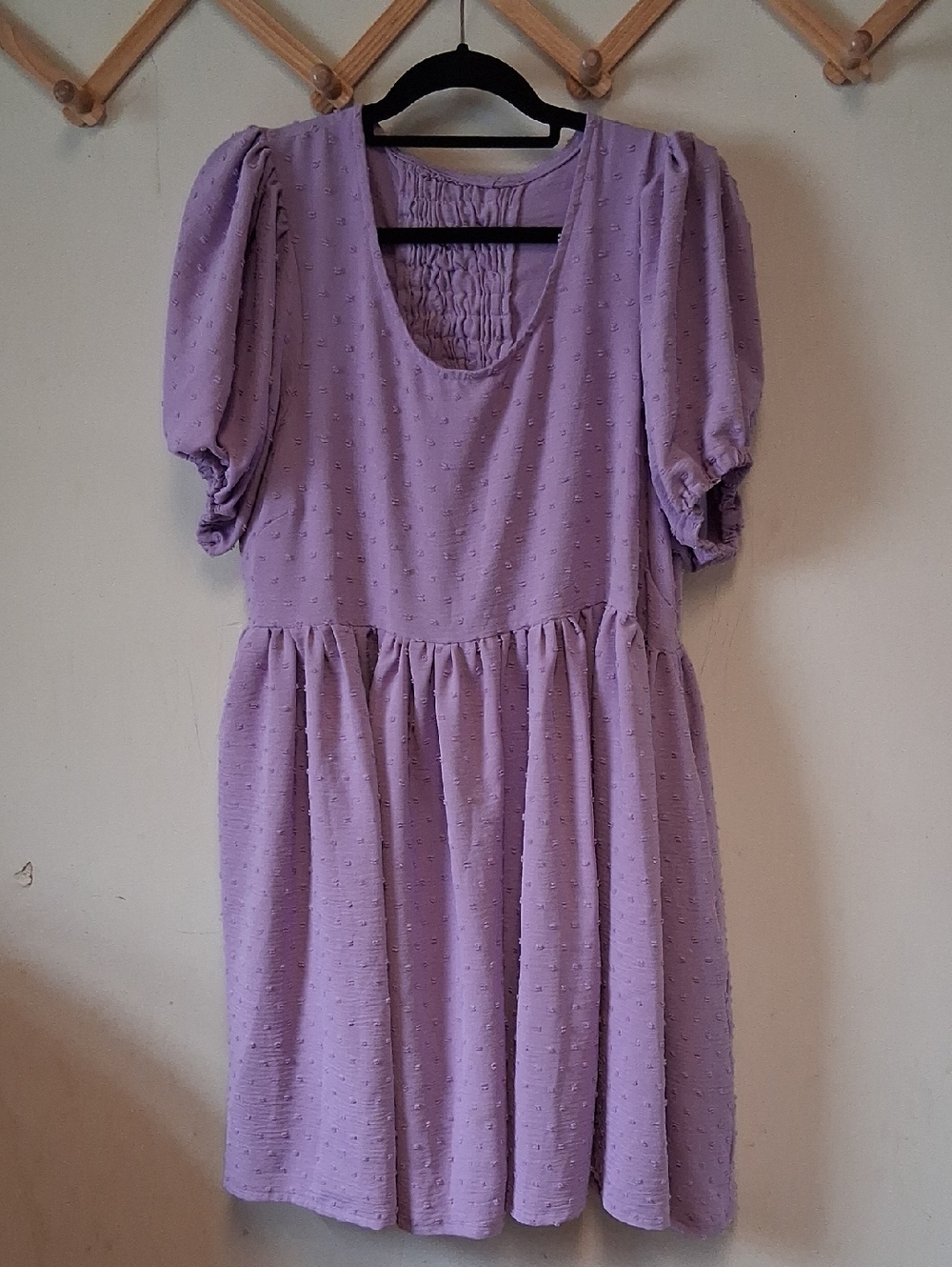 Handmade Womens Lavender Puff Sleeve Dress